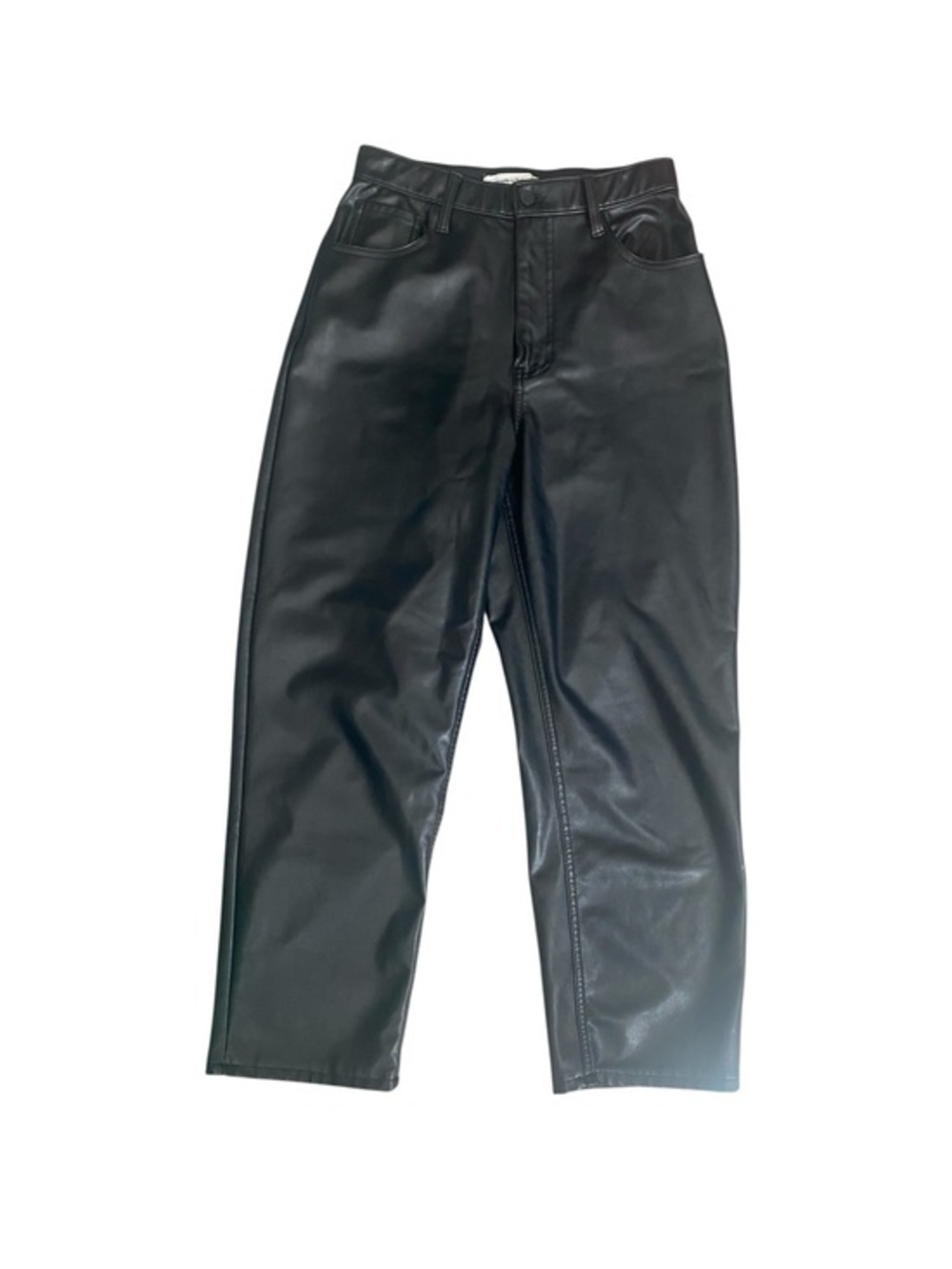 Abercrombie & Fitch Black Straight Leg Faux Leather Pants